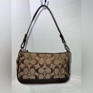 💥💥💥 Coach Vintage Y2K Brown Demi Monogram Shoulder Bag/ Baguette